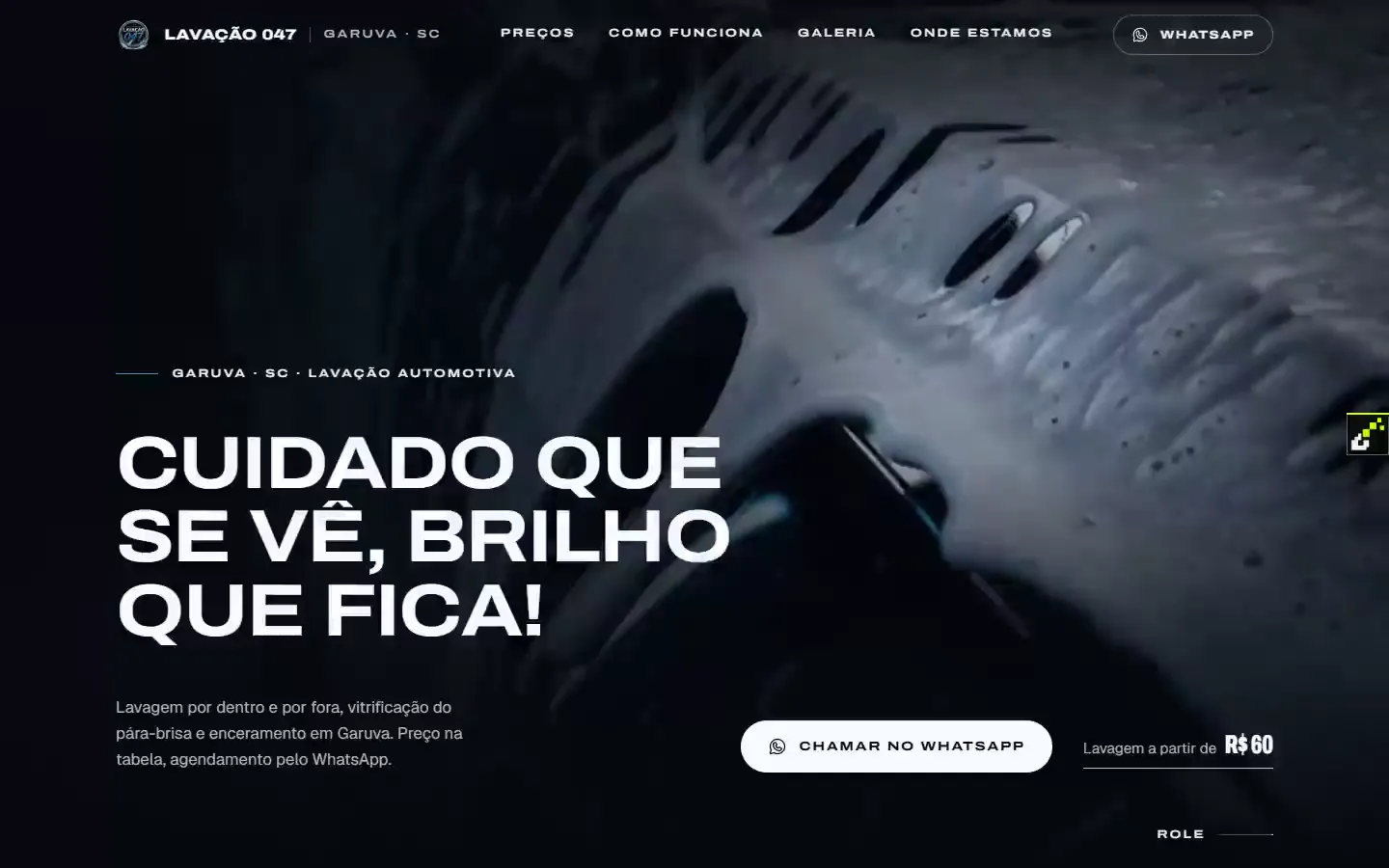 Site Lavação 047 aberto no computador